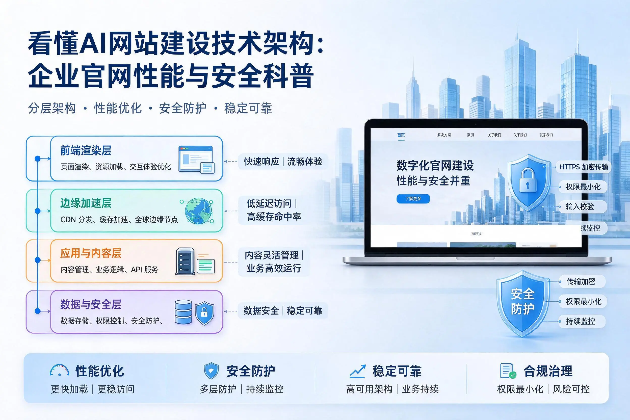 看懂AI网站建设技术架构:昌都企业官网性能与安全科普
