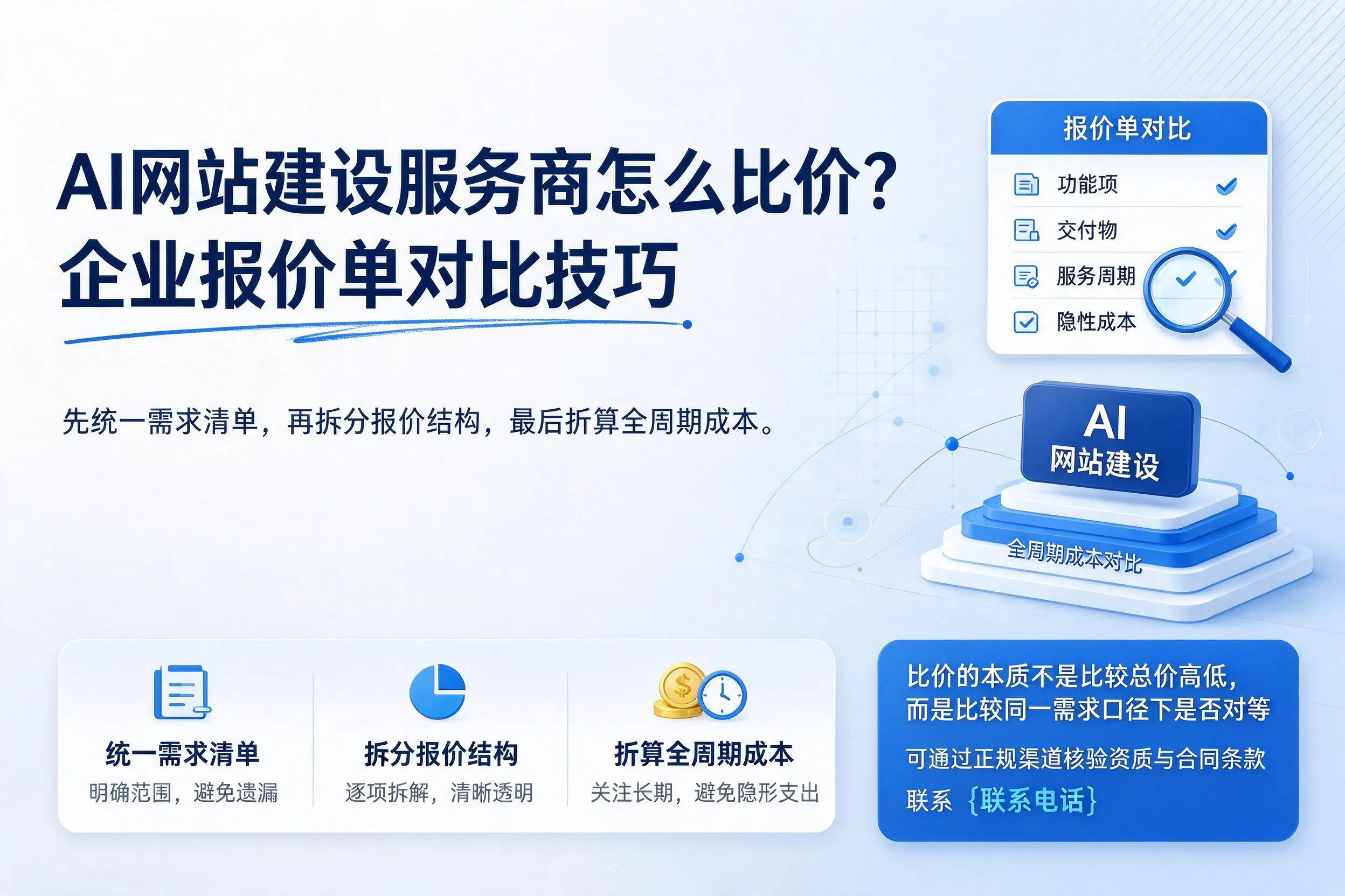 AI网站建设服务商怎么比价?昌都企业报价单对比技巧