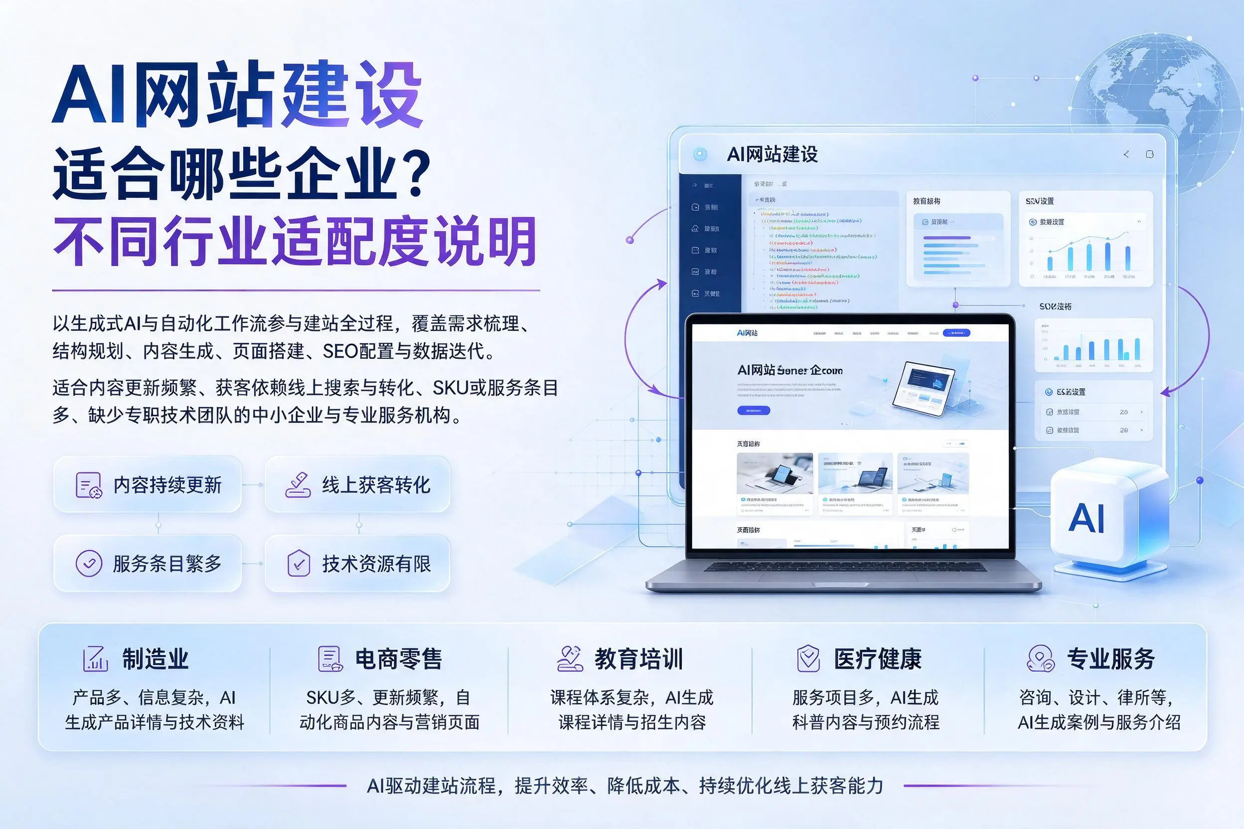 AI网站建设适合哪些企业？昌都不同行业适配度说明